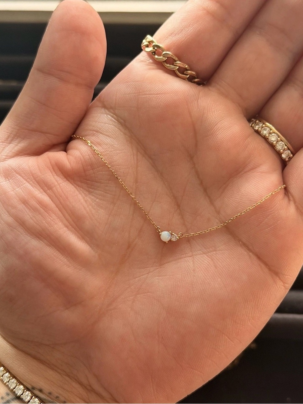 Mejuri Solid 14k Gold Beverly Natural Diamond Opal Necklace